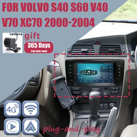 CHSTEK Car Radio station Carplay Android13 For Volvo S60 S40 V40 V70 XC70 XC90 2000-2004 Multimedia navigation GPS Bluetooth