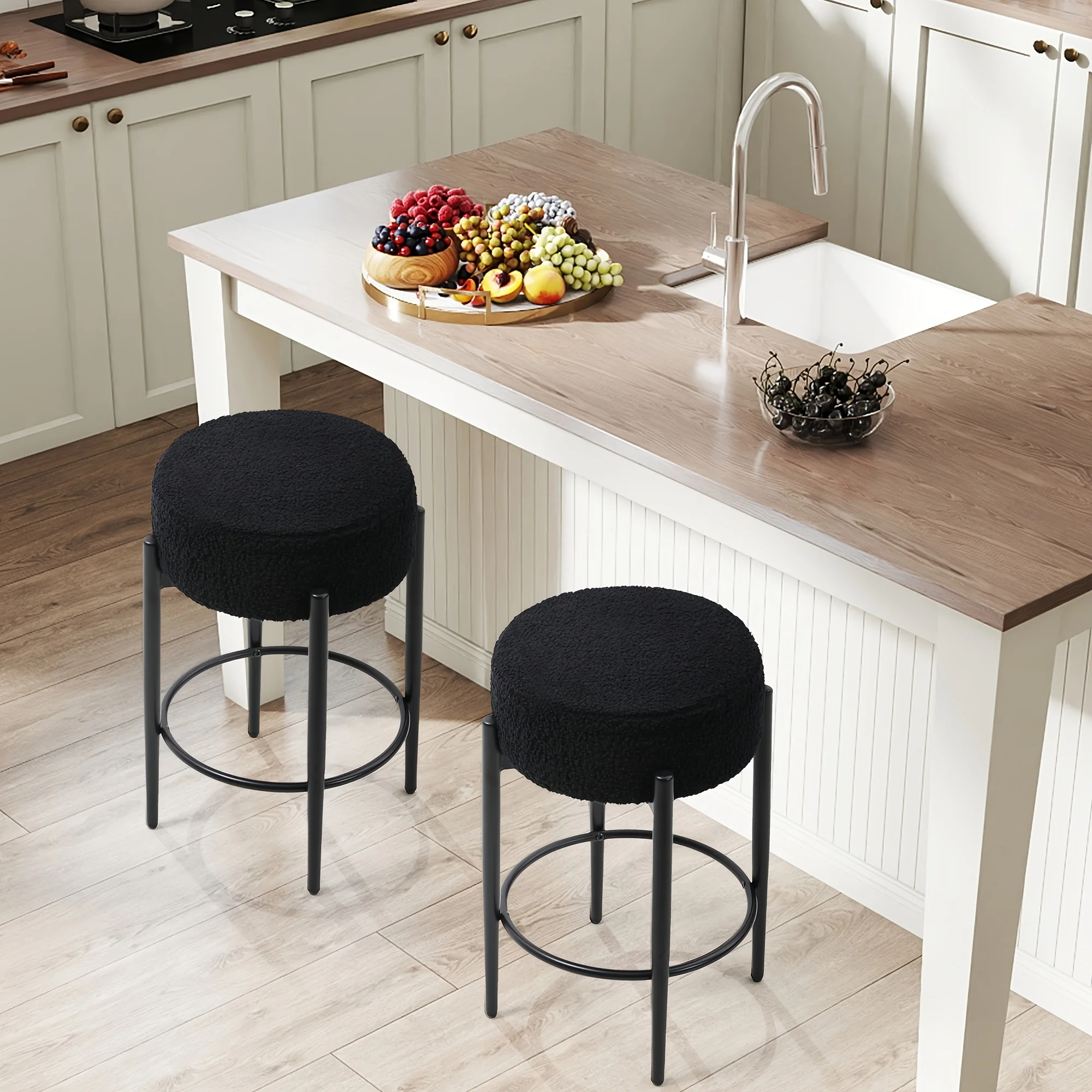 Set Of 2; 24" Modern Bar Stools, Overstuffed Seat Cushion with Boucle Cover, And Adjustable Feet, Convenient Footrest
Set Of 2; 24" Modern Bar Stools, Overstuffed Seat Cushion with Boucle Cover, And Adjustable Feet, Convenient Footrest