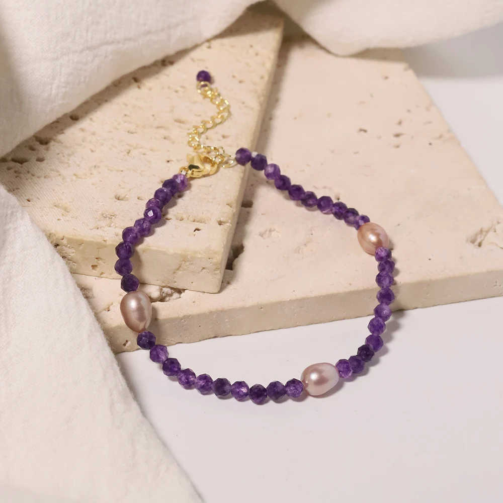 Natural Freshwater Pearl Multi-faceted Amethyst Bead Bracelet Korean Style Women Luxury Jewelry Fashion Ladies and Girls Gift
Natural Freshwater Pearl Multi-faceted Amethyst Bead Bracelet Korean Style Women Luxury Jewelry Fashion Ladies and Girls Gift