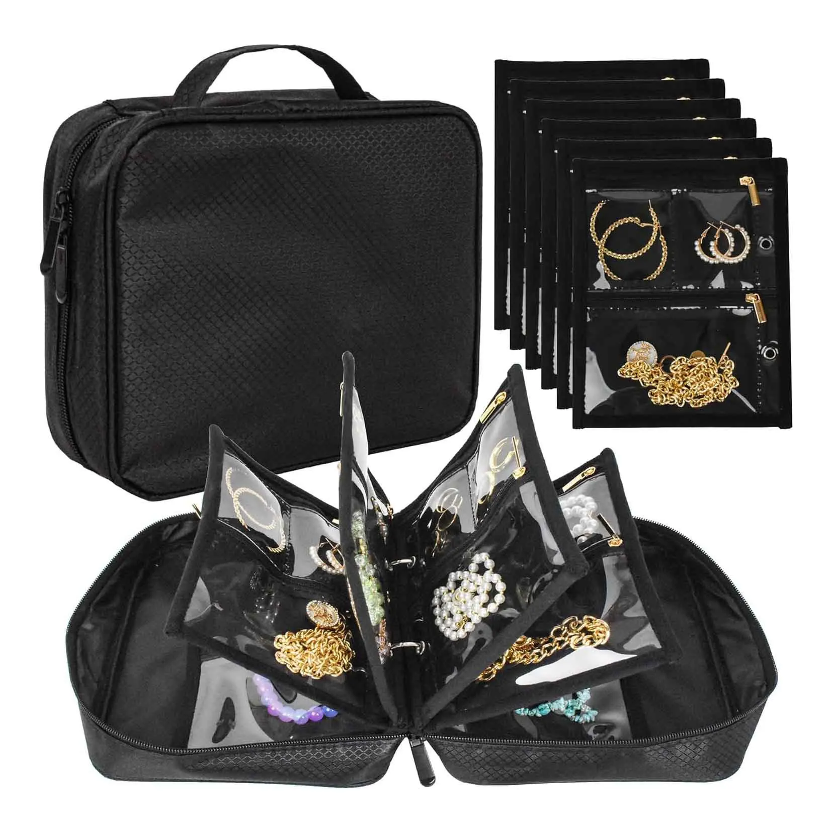 SEMALAYA Small jewelry bag, jewelry storage, book binder, transparent PVC zipper, velvet bag, travel jewelry bag
SEMALAYA Small jewelry bag, jewelry storage, book binder, transparent PVC zipper, velvet bag, travel jewelry bag