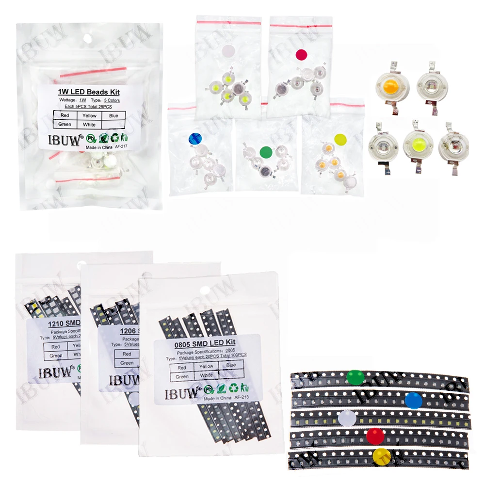 Набор светодиодов SMD (100 шт., 5 цветов по 20 шт.): 0805, 0603, 0402, 5730, 5050, 3528, 1210, 1206. Цвета: красный, зеленый, синий, белый, желтый. Размеры: 7.3мм, 8мм, 15мм.
Набор светодиодов SMD (100 шт., 5 цветов по 20 шт.): 0805, 0603, 0402, 5730, 5050, 3528, 1210, 1206. Цвета: красный, зеленый, синий, белый, желтый. Размеры: 7.3мм, 8мм, 15мм.