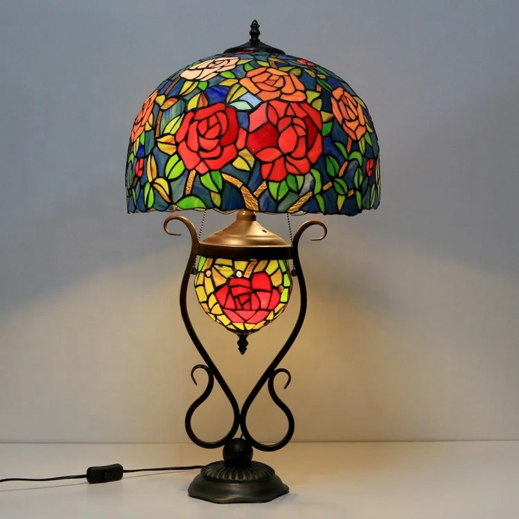 European 16-Inch Style Red Rose Dome Stained Glass LED Table Lamp with Colored Glass Base AC
European 16-Inch Style Red Rose Dome Stained Glass LED Table Lamp with Colored Glass Base AC