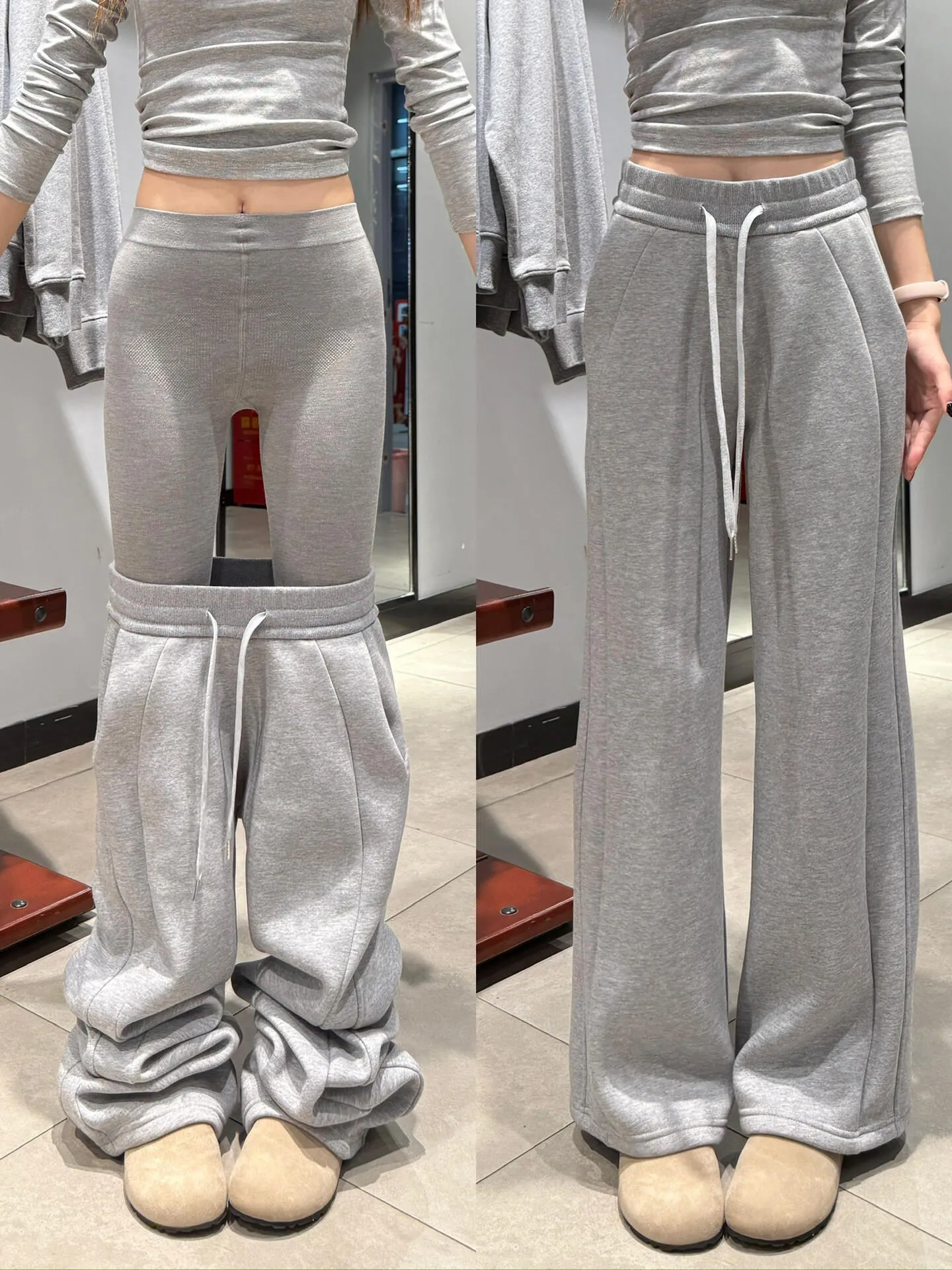 Light Grey High Waist Wide Leg Pants Women's Casual Sports Straight Cut Trousers Korean Style Autumn Winter Slimming Drape
Light Grey High Waist Wide Leg Pants Women's Casual Sports Straight Cut Trousers Korean Style Autumn Winter Slimming Drape