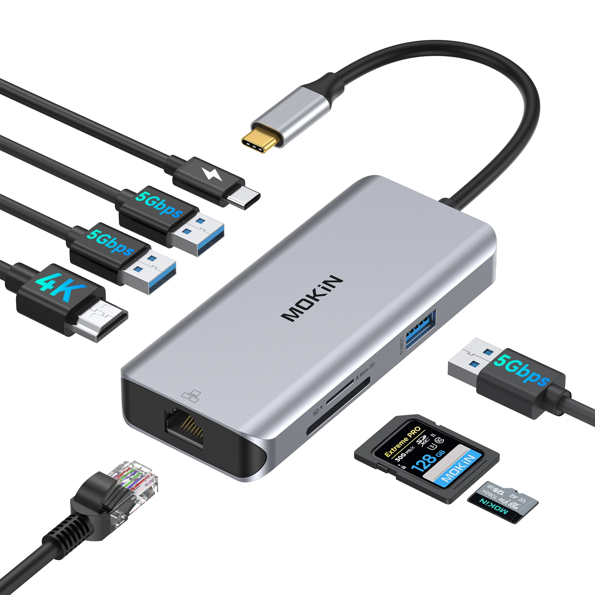 MOKiN USB C HUB to 4K HDMI Hub Adapter Docking Station USB 3.0 RJ45 SD/Micro SD PD3.0 for MacBook Pro/Air Laptop Accessories
MOKiN USB C HUB to 4K HDMI Hub Adapter Docking Station USB 3.0 RJ45 SD/Micro SD PD3.0 for MacBook Pro/Air Laptop Accessories