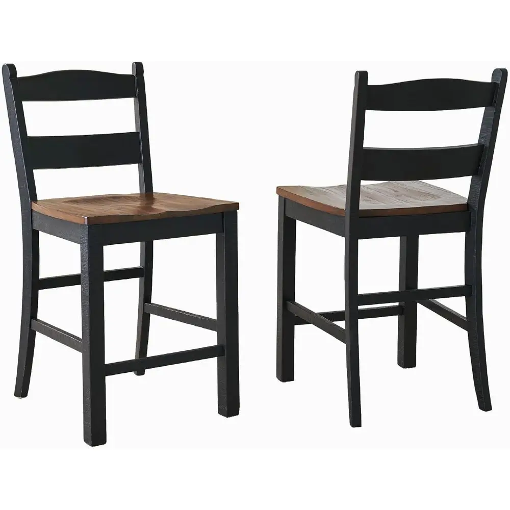 Rustic Wooden Counter Height Bar Stools with Contoured Seats, Set of 2, 24, Black & Brown
Rustic Wooden Counter Height Bar Stools with Contoured Seats, Set of 2, 24, Black & Brown