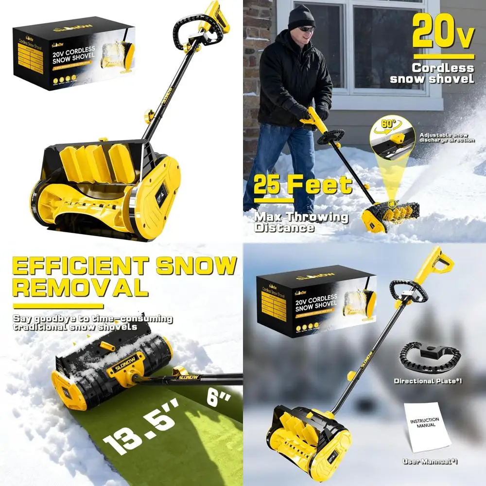 20V Cordless Snow Shovel, 13.5 Electric Snow Removal Tool, Yellow, De-Wait Compatible (Battery Not Included)
20V Cordless Snow Shovel, 13.5 Electric Snow Removal Tool, Yellow, De-Wait Compatible (Battery Not Included)