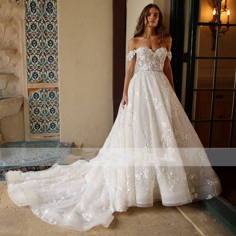Vintag A-Line Wedding Dresses Off the Shoulder Sweetheart Neck Court Train Bridal Dress Delicate Appliques Princess Bridal Gowns
Vintag A-Line Wedding Dresses Off the Shoulder Sweetheart Neck Court Train Bridal Dress Delicate Appliques Princess Bridal Gowns