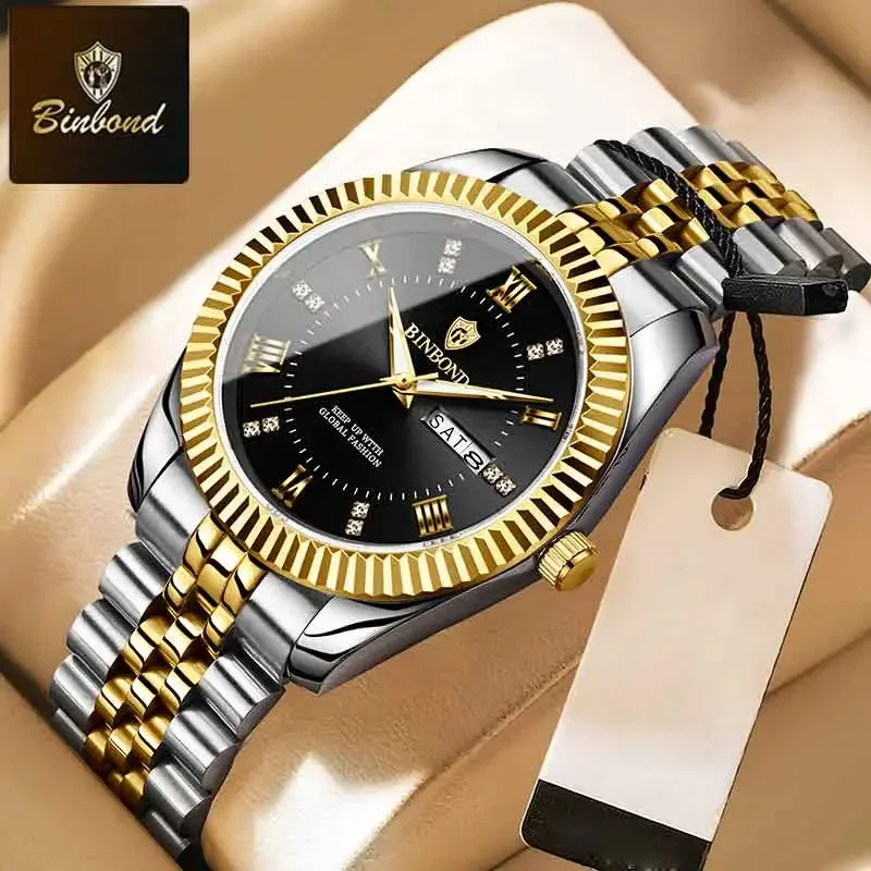 BINBOND Top Brand Men Quartz Watch Original Stainless Steel Waterproof Luminous Watch Fashion Business Calendar Men's Wristwatch
BINBOND Top Brand Men Quartz Watch Original Stainless Steel Waterproof Luminous Watch Fashion Business Calendar Men's Wristwatch