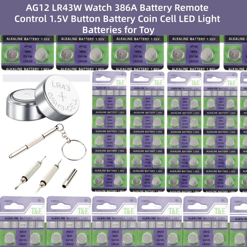 AG12 LR43W Watch 386A Battery Remote Control 1.5V Button Battery Coin Cell LED Light Batteries for Toy
AG12 LR43W Watch 386A Battery Remote Control 1.5V Button Battery Coin Cell LED Light Batteries for Toy
