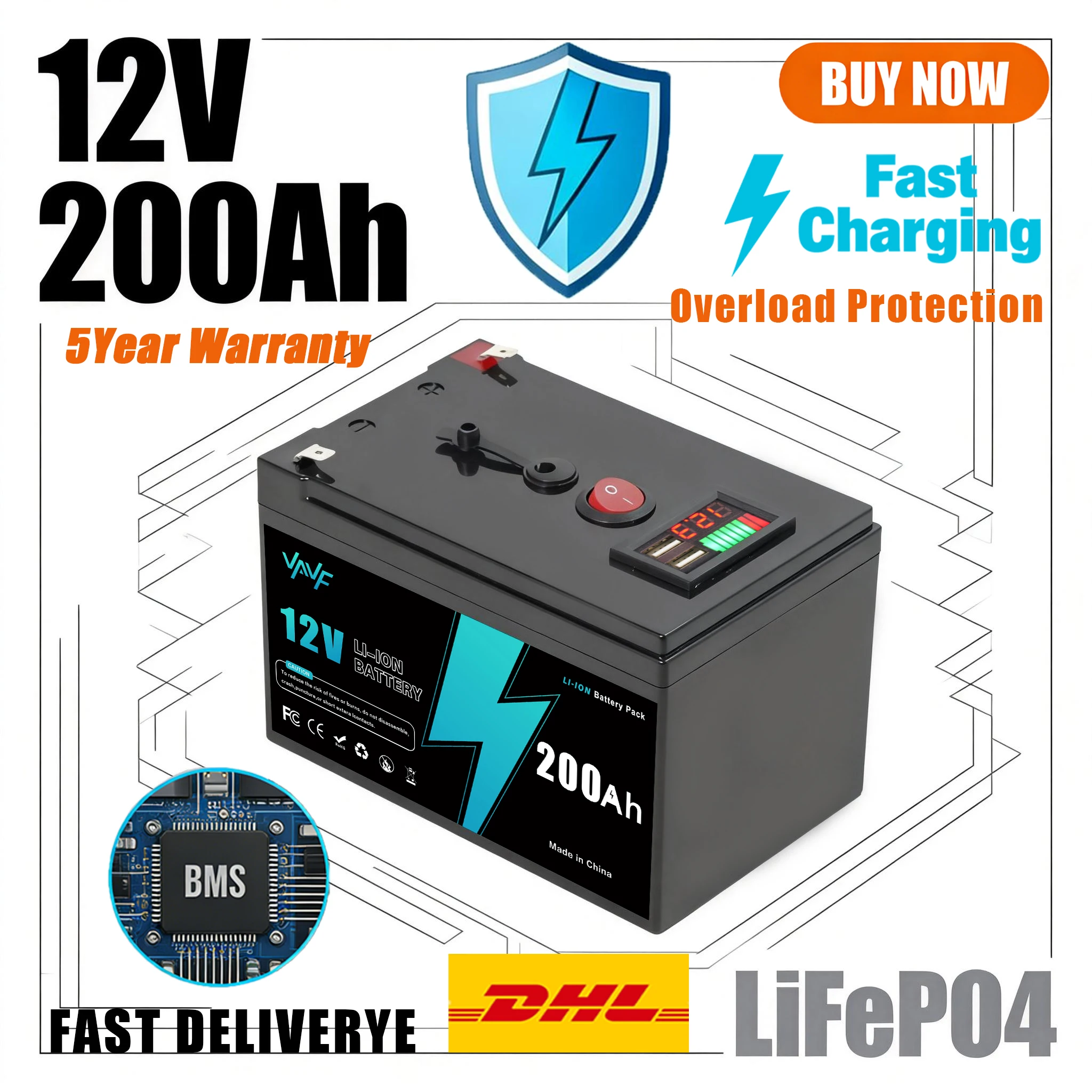 12V⛵200AH ️Solar Battery Lithium Deep Cycle Battery✨, Integrated BMS-Perfect for Solar Systems, Campers, Boats&Cabin Power
12V⛵200AH ️Solar Battery Lithium Deep Cycle Battery✨, Integrated BMS-Perfect for Solar Systems, Campers, Boats&Cabin Power