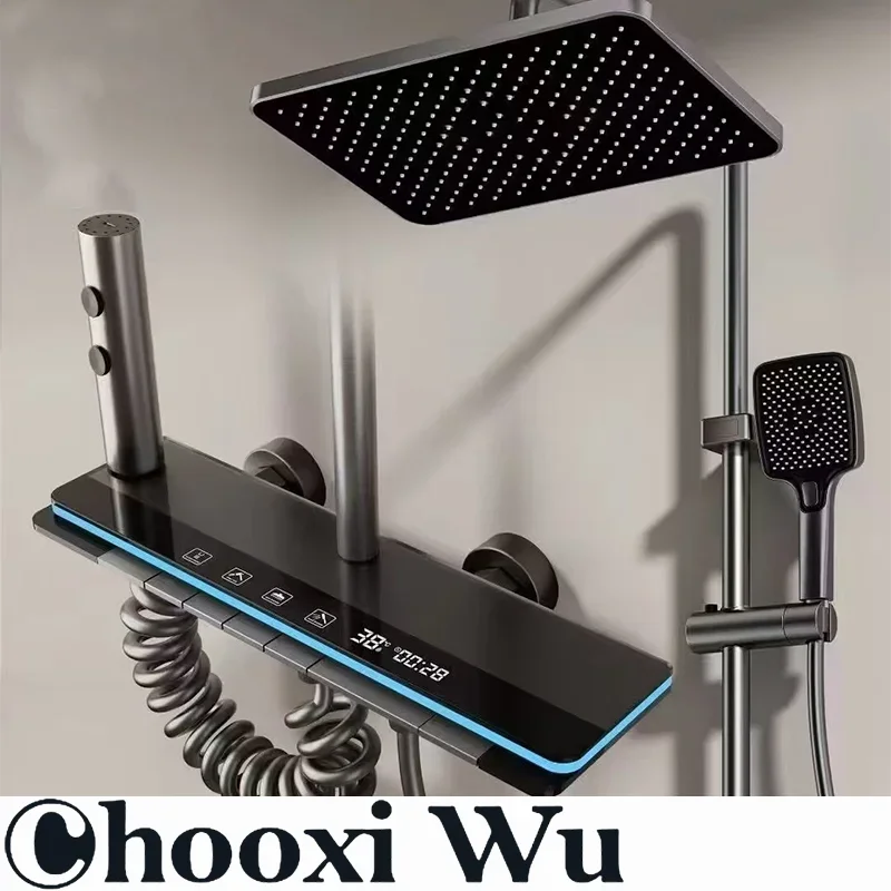 New Shower Set Four-Function Smart Digital Display Shower System Rainfall Pressurized Wall-mounted Piano Key Shower Faucet Set
New Shower Set Four-Function Smart Digital Display Shower System Rainfall Pressurized Wall-mounted Piano Key Shower Faucet Set