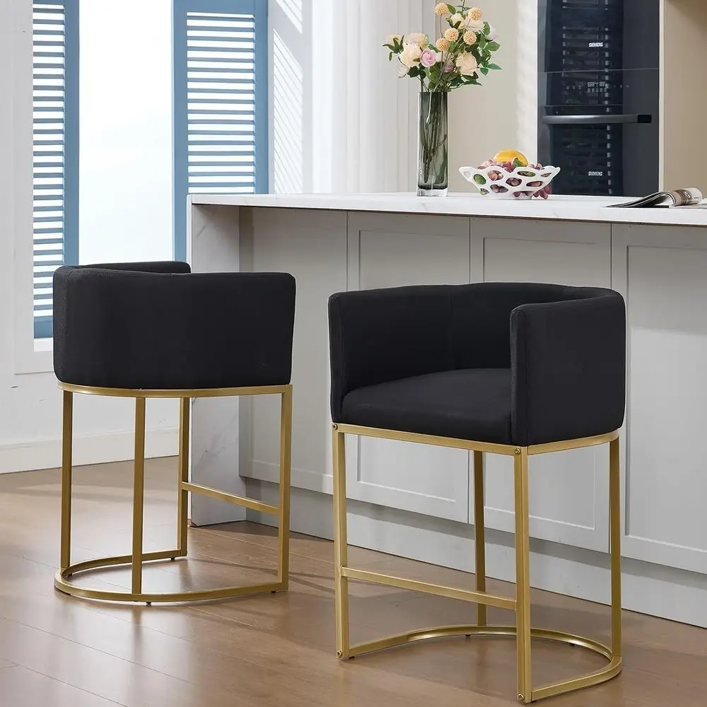 Set of 2, 25 High Counter Height Bar Stools with Backrest, Linen Fabric Upholstered for Kitchen Island, Black
Set of 2, 25 High Counter Height Bar Stools with Backrest, Linen Fabric Upholstered for Kitchen Island, Black