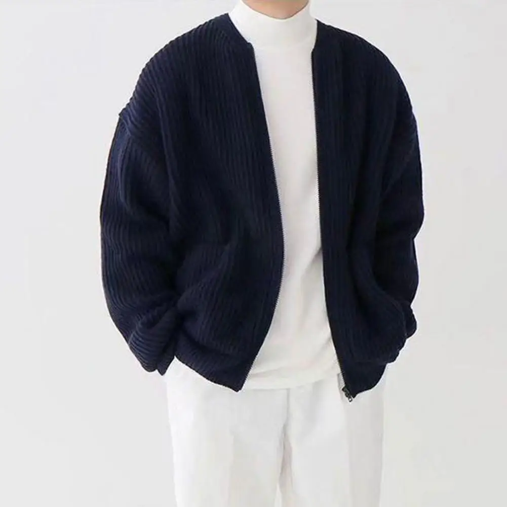 Men Cardigan Solid Color Long Sleeve Zipper Closure Pockets Thick Warm Coats Loose Zip Up Autumn Sweater Coats chaquetas hombre
Men Cardigan Solid Color Long Sleeve Zipper Closure Pockets Thick Warm Coats Loose Zip Up Autumn Sweater Coats chaquetas hombre