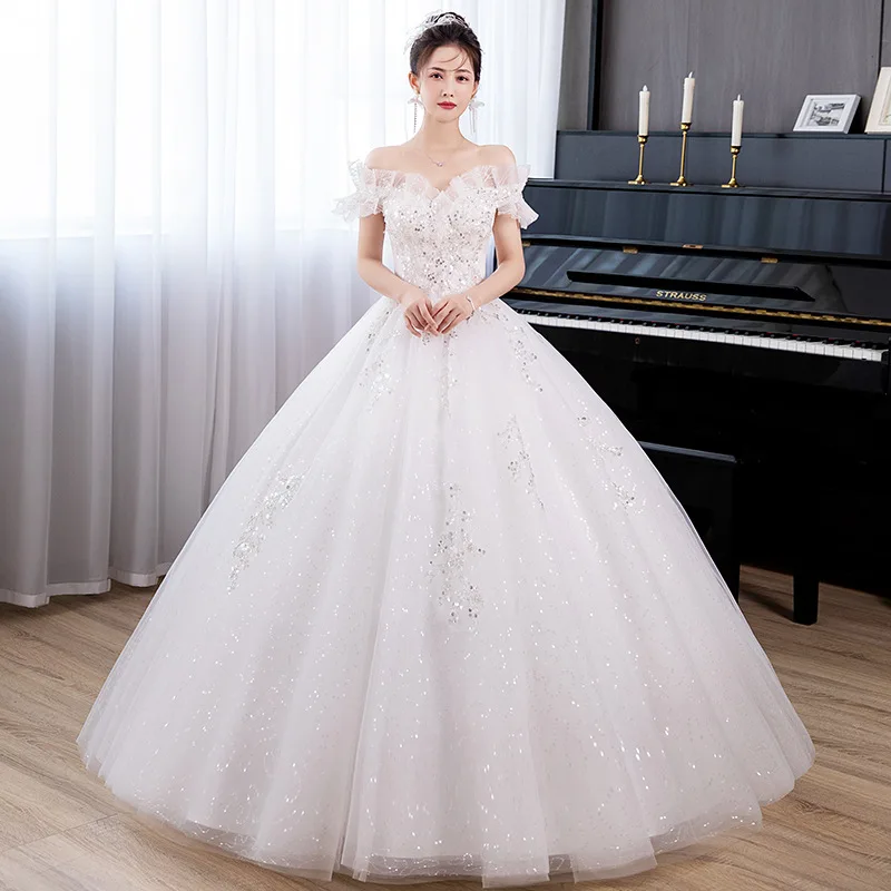 Off-Shoulder Wedding Dresses Women White Sequined Applique Ruffles Luxury Bridal Gowns Vestidos De Novia Ball Gown Customized
Off-Shoulder Wedding Dresses Women White Sequined Applique Ruffles Luxury Bridal Gowns Vestidos De Novia Ball Gown Customized