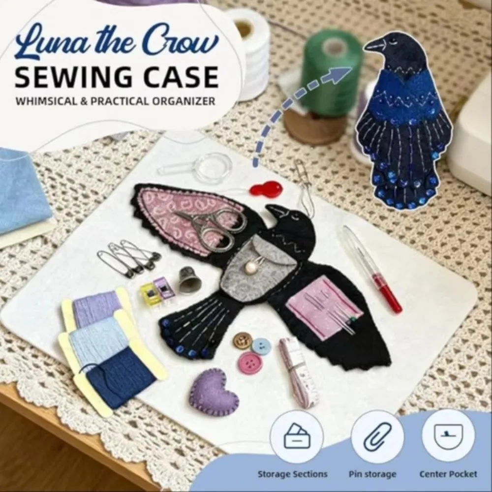 Handmade Crow Sewing Case Embroidery Decoration Guardian Stitches Embroidery Case Fabric Bird Craft Organizer Felt Organizer
Handmade Crow Sewing Case Embroidery Decoration Guardian Stitches Embroidery Case Fabric Bird Craft Organizer Felt Organizer
