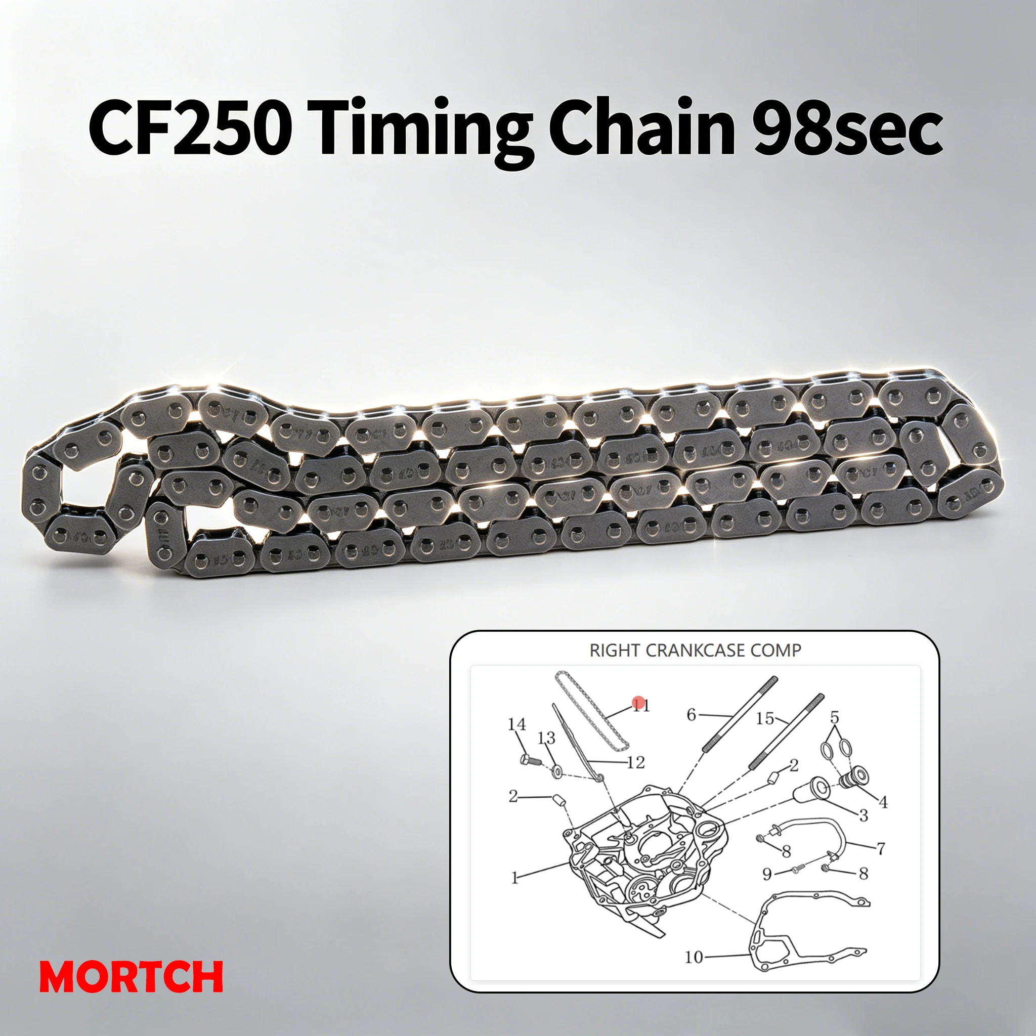 Original 98 Section Timing Chain 172mm Engine OEM 250-5023 Compatible CF250 Jonway JMstar CFMoto 250cc Scooter ATV
Original 98 Section Timing Chain 172mm Engine OEM 250-5023 Compatible CF250 Jonway JMstar CFMoto 250cc Scooter ATV
