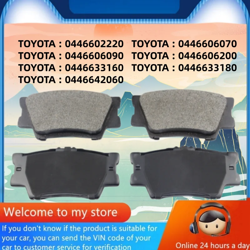For Toyota RAV4 (XA30 XA40) Sai(AZK10) CAMRY(XV40 XV50) Rear Brake Pads 0446642060, 0446633180,0446602220/Auto Parts -05007
For Toyota RAV4 (XA30 XA40) Sai(AZK10) CAMRY(XV40 XV50) Rear Brake Pads 0446642060, 0446633180,0446602220/Auto Parts -05007