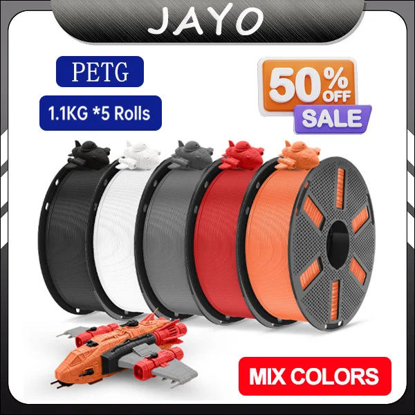 JAYO PETG 3D Printer Filament 1.75MM 5Rolls 3D Printer PETG for FDM 3D Printing Material 1.1KG/Roll
JAYO PETG 3D Printer Filament 1.75MM 5Rolls 3D Printer PETG for FDM 3D Printing Material 1.1KG/Roll