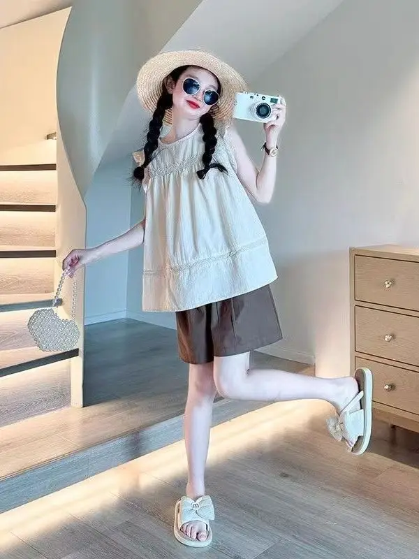 Girls Cotton ort Sve Top And orts Set Summer Casual Children's Faion Two Piece Set Big Kids Girls Leisure Sports Trendy
Girls Cotton ort Sve Top And orts Set Summer Casual Children's Faion Two Piece Set Big Kids Girls Leisure Sports Trendy