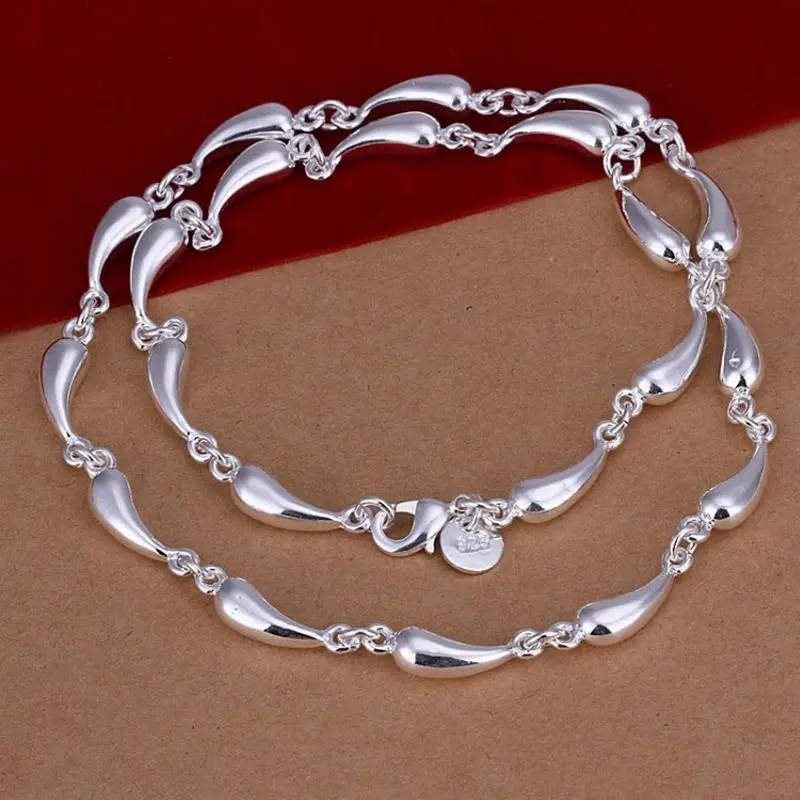 925 Sterling Silver Water Drop Chain Necklace Cute For Women Lady Jewelry Designer Wedding Engagement Gifts 45cm 18inches
925 Sterling Silver Water Drop Chain Necklace Cute For Women Lady Jewelry Designer Wedding Engagement Gifts 45cm 18inches