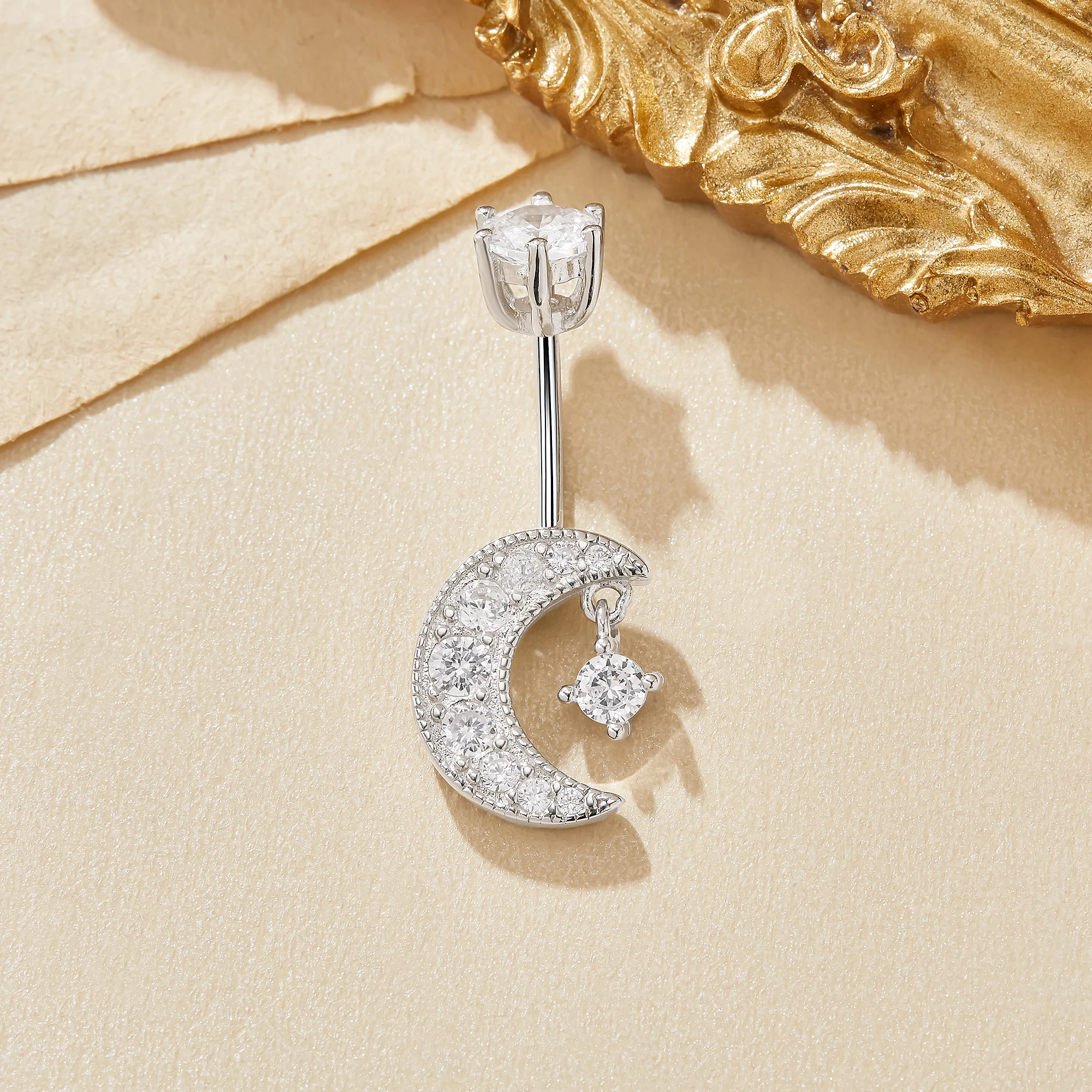 Moon Star White CZ Stone Solid 925 Sterling Silver Belly Button Ring Belly Piercing Navel Bar Curved Barbell Navel Ring 6710026
Moon Star White CZ Stone Solid 925 Sterling Silver Belly Button Ring Belly Piercing Navel Bar Curved Barbell Navel Ring 6710026