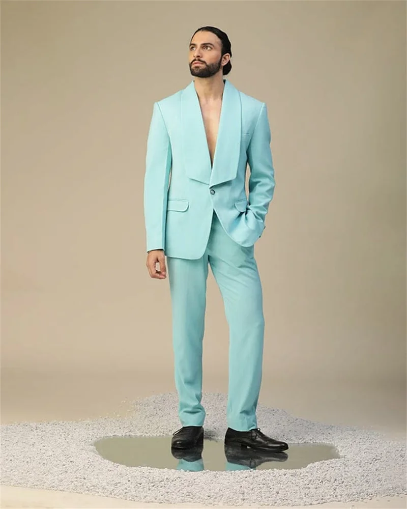 Light Blue Men Suits Set 2 Pcs Cotton Blazer+Pant Trousers Wedding Tuxedo One Button Formal Office Groom Male Jacket Coat
Light Blue Men Suits Set 2 Pcs Cotton Blazer+Pant Trousers Wedding Tuxedo One Button Formal Office Groom Male Jacket Coat