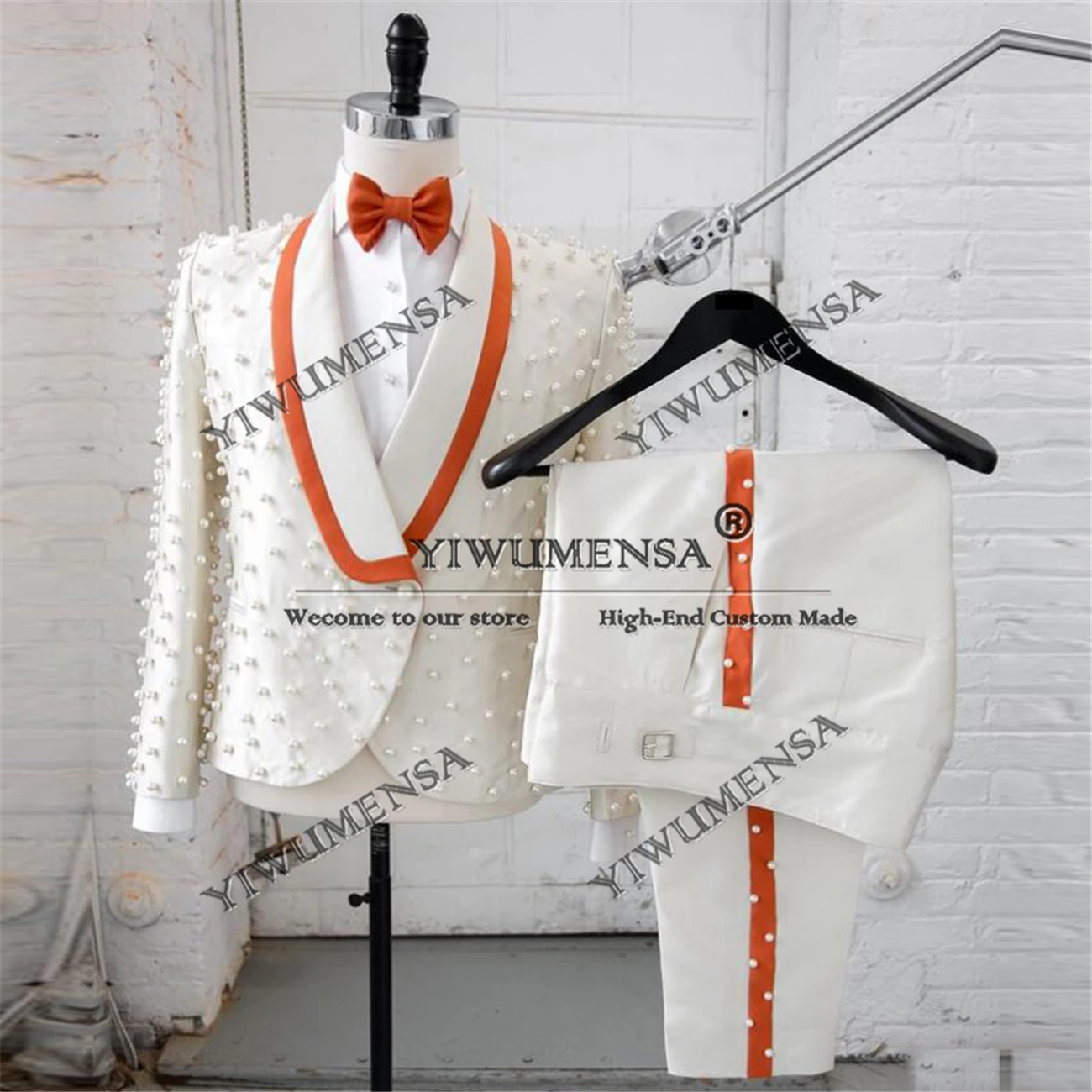 Luxury Big Pearls Suits Men For Wedding Double Breasted Prom Blazer Customized 2 Pieces Man Banquet Dinner Party Groom Tuxedos
Luxury Big Pearls Suits Men For Wedding Double Breasted Prom Blazer Customized 2 Pieces Man Banquet Dinner Party Groom Tuxedos