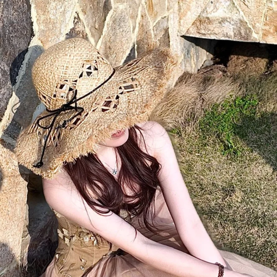 Summer Bow Beach Hat Seaside Vacation Hollow Lafite Straw Hat Sunscreen Sun Hat Big Brim
Summer Bow Beach Hat Seaside Vacation Hollow Lafite Straw Hat Sunscreen Sun Hat Big Brim