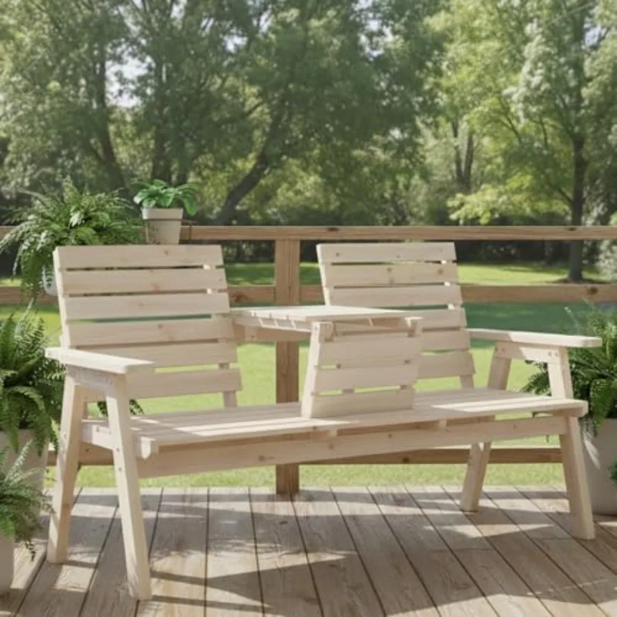 Outdoor 3-seat cedar/fir log wood patio bench with foldable table for garden balcony porch backyard; natural finish; durable we
Outdoor 3-seat cedar/fir log wood patio bench with foldable table for garden balcony porch backyard; natural finish; durable we
