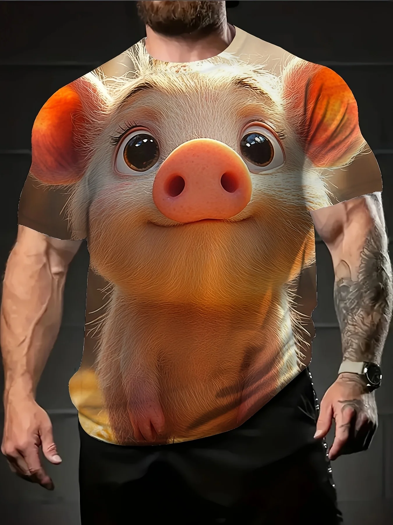 Мужская забавная футболка с 3D рисунком свиньи, яркий мультяшный дизайн свиньи, рубашка большого размера, удобная мужская одежда с круглым вырезом и короткими рукавами
Мужская забавная футболка с 3D рисунком свиньи, яркий мультяшный дизайн свиньи, рубашка большого размера, удобная мужская одежда с круглым вырезом и короткими рукавами