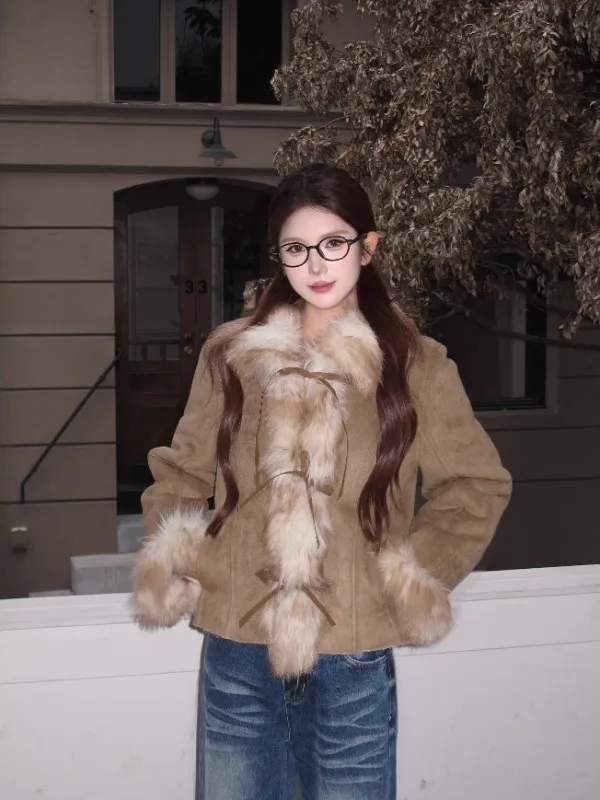 Mimiyu Heavyweight Knot Belted Faux Fur Jacket Women's Autumn Winter Large Collar Top Casual Style Standar...
Mimiyu Heavyweight Knot Belted Faux Fur Jacket Women's Autumn Winter Large Collar Top Casual Style Standar...