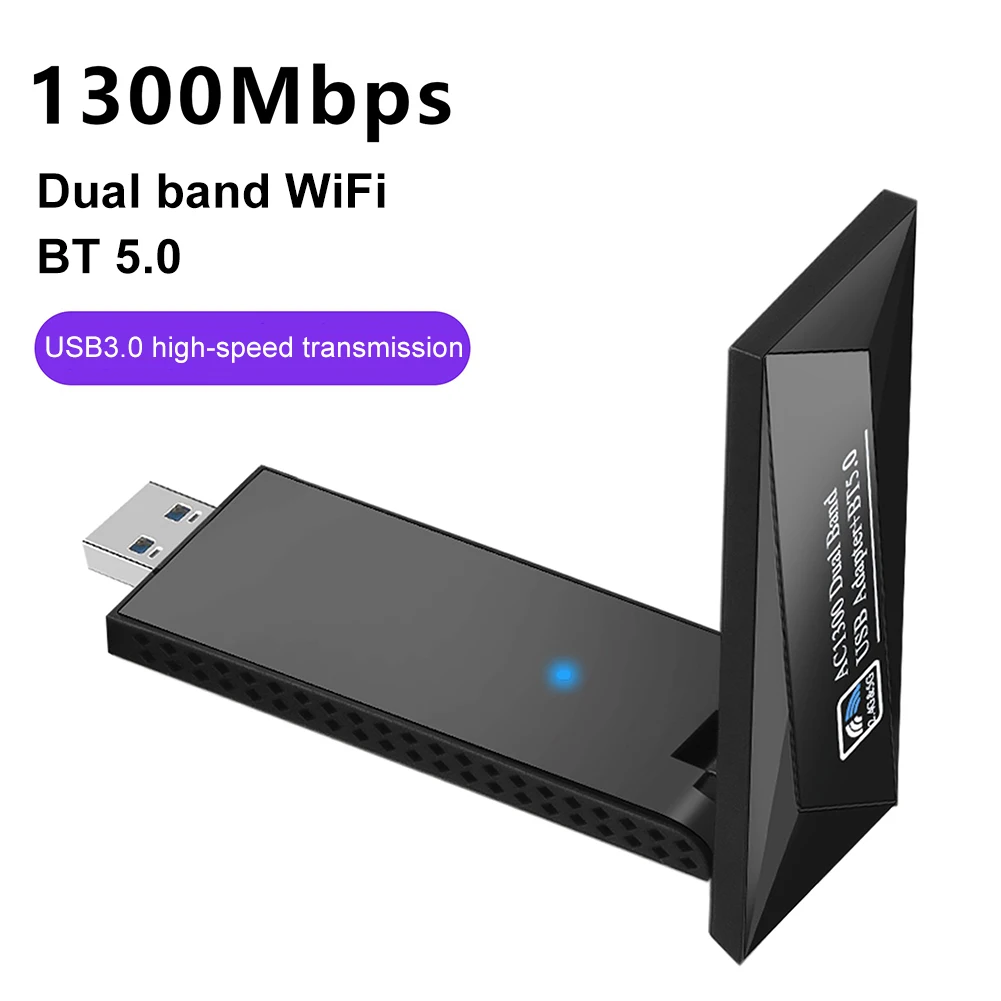 2 IN 1 USB WiFi Adapter 1300Mbps Bluetooth-Compatible 5.0 WiFi Dongle Adapter Dual Band 2.4/5GHz for PC/Laptop/Desktop
2 IN 1 USB WiFi Adapter 1300Mbps Bluetooth-Compatible 5.0 WiFi Dongle Adapter Dual Band 2.4/5GHz for PC/Laptop/Desktop