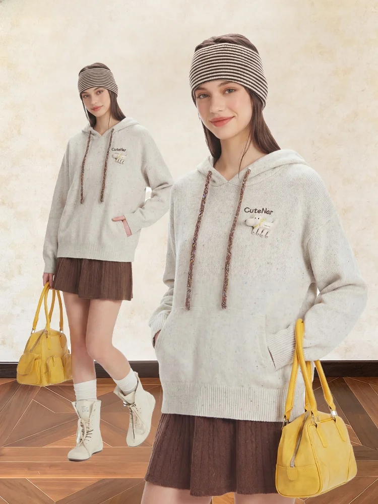 Casual Lazy Style Women's Loose Fit Hoodie Knitted Wool Sweater Spring Season Long Sleeve Drawstring Decorated with Doggies
Casual Lazy Style Women's Loose Fit Hoodie Knitted Wool Sweater Spring Season Long Sleeve Drawstring Decorated with Doggies