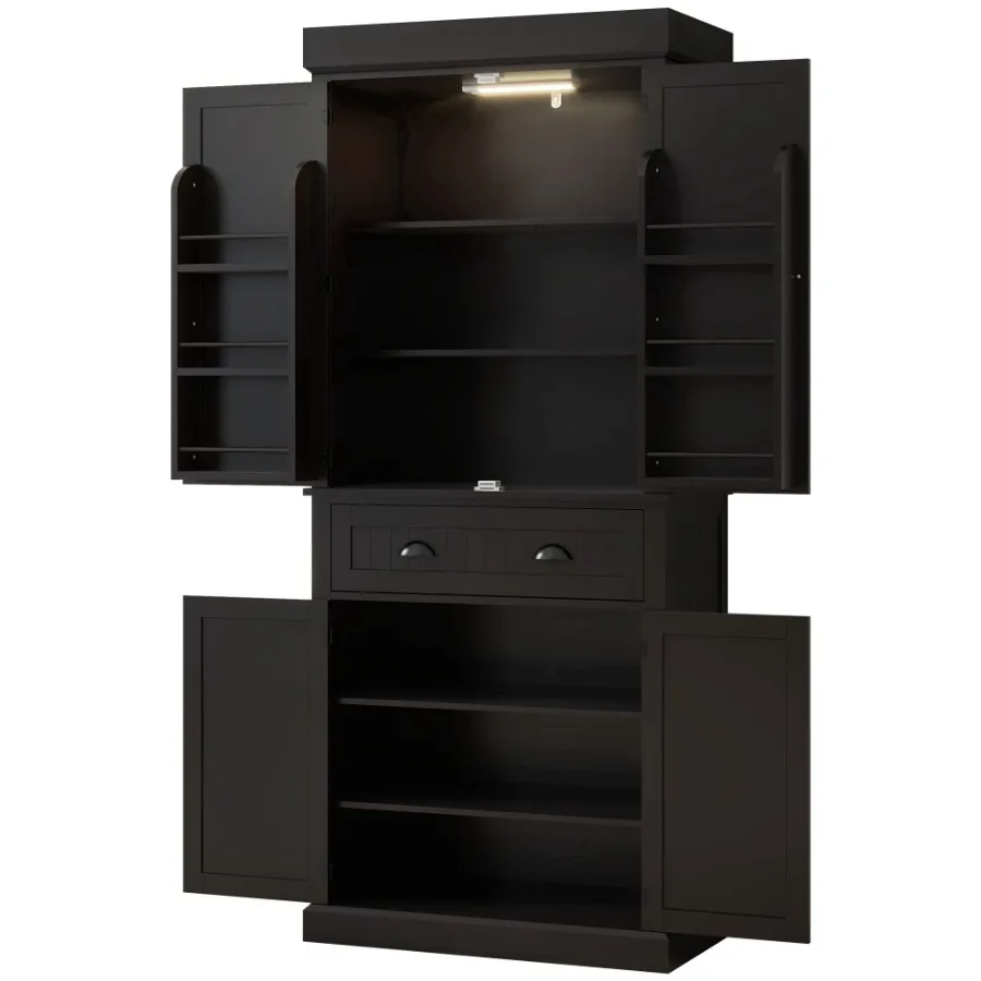 HOMCOM 71 Tall Pantry Cabinet Kitchen Storage w LED Lights Drower Adjustable Shelves Freestanding Pantry for Dining Black
HOMCOM 71 Tall Pantry Cabinet Kitchen Storage w LED Lights Drower Adjustable Shelves Freestanding Pantry for Dining Black
