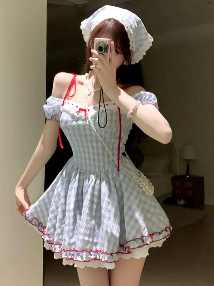 Y2K Plaid Short Dresses for Women Puff Sleeve Princess Birthday Party Dress Lace Ruffles A-line French High Waist Mini Vestido
Y2K Plaid Short Dresses for Women Puff Sleeve Princess Birthday Party Dress Lace Ruffles A-line French High Waist Mini Vestido