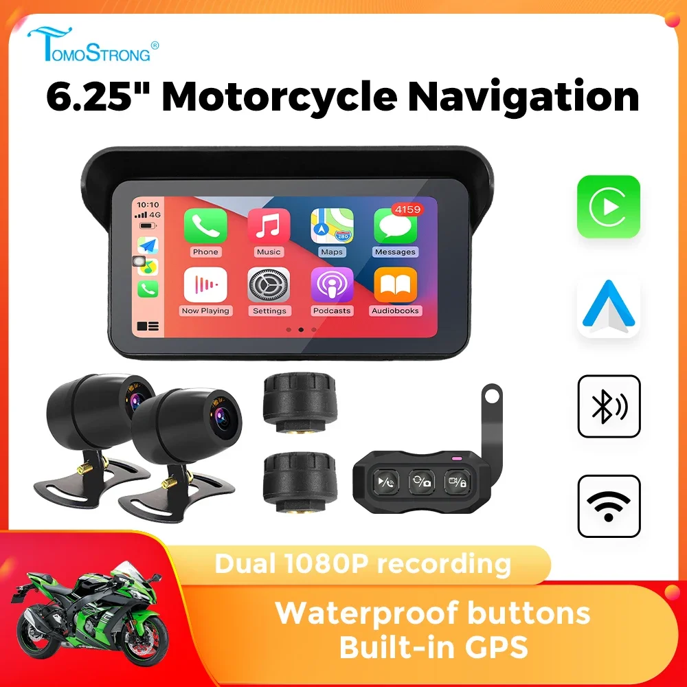 Портативный цифровой GPS-навигатор TomoStrong 6.25'' для мотоциклов с дисплеем, монитором TPMS, беспроводным CarPlay и Android Auto
Портативный цифровой GPS-навигатор TomoStrong 6.25'' для мотоциклов с дисплеем, монитором TPMS, беспроводным CarPlay и Android Auto