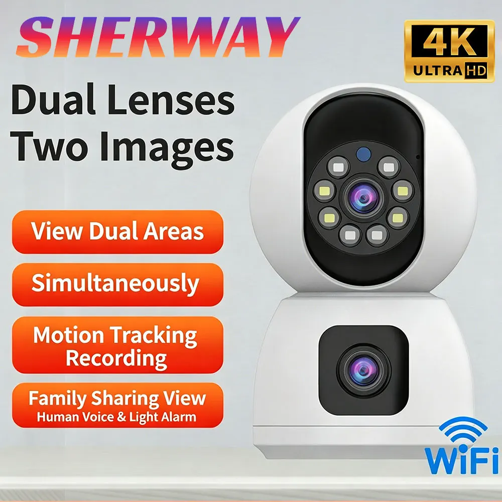 8MP WiFi IP Camera Dual Lens Baby Monitor Color Night Vision Security Cameras Human Auto Tracking Video Smart Home Surveillance
8MP WiFi IP Camera Dual Lens Baby Monitor Color Night Vision Security Cameras Human Auto Tracking Video Smart Home Surveillance