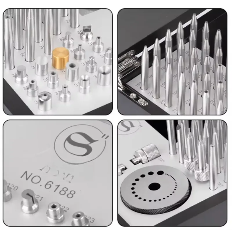 130pcs Precision Watch Repair Tool Set Stainless Steel Balance Wheel & Shaft Disassembly Assembly Punch Table Set for Movement
