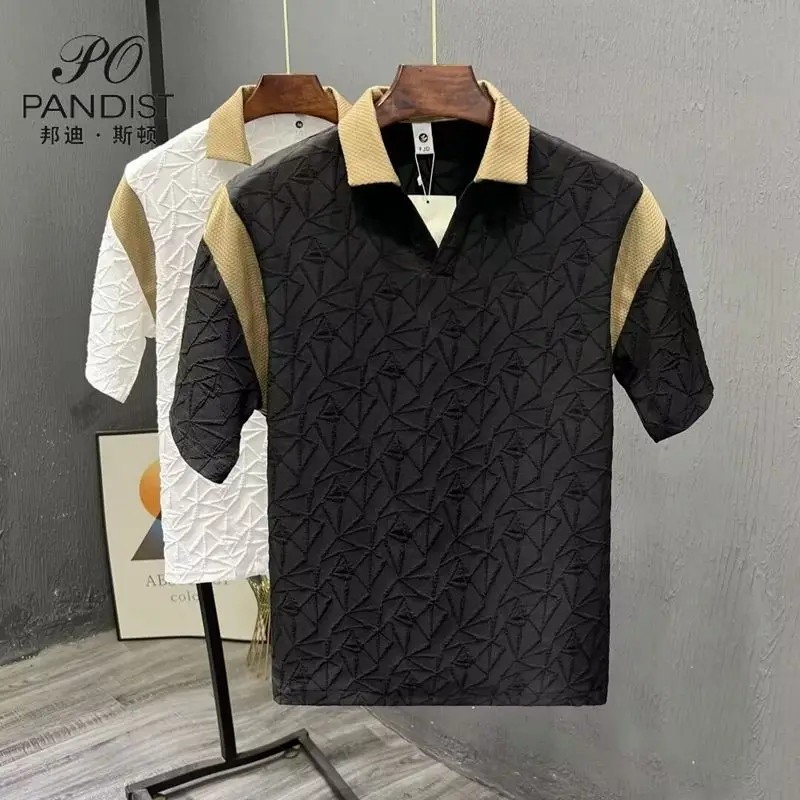 Light mature style short-sleeved summer men's POLO shirt top trendy splicing T-shirt
Light mature style short-sleeved summer men's POLO shirt top trendy splicing T-shirt