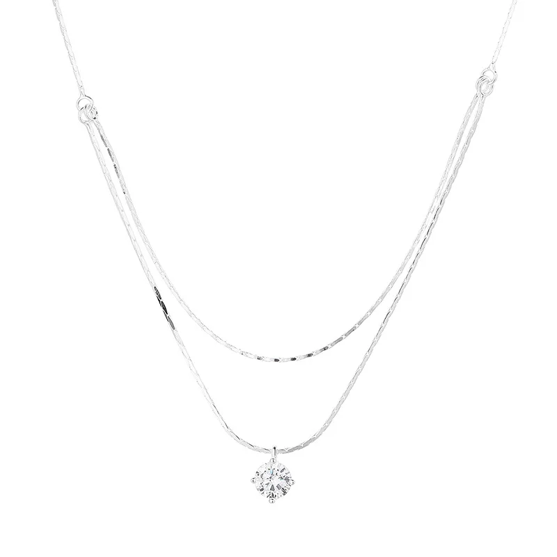 S925 Sterling Silver Sparkling Zircon Simple Niche Double-Layered Necklace for Women - Light Luxury Fashionable Clavicle Chain
S925 Sterling Silver Sparkling Zircon Simple Niche Double-Layered Necklace for Women - Light Luxury Fashionable Clavicle Chain