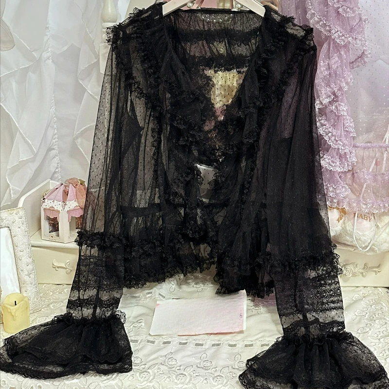 Kawaii Lolita Style Chiffon Blouse Women Gothic Y2k Ruffles Shirt Flare Long Sleeve Loose Top Japanese Sweet Casual Blusas Mujer
Kawaii Lolita Style Chiffon Blouse Women Gothic Y2k Ruffles Shirt Flare Long Sleeve Loose Top Japanese Sweet Casual Blusas Mujer
