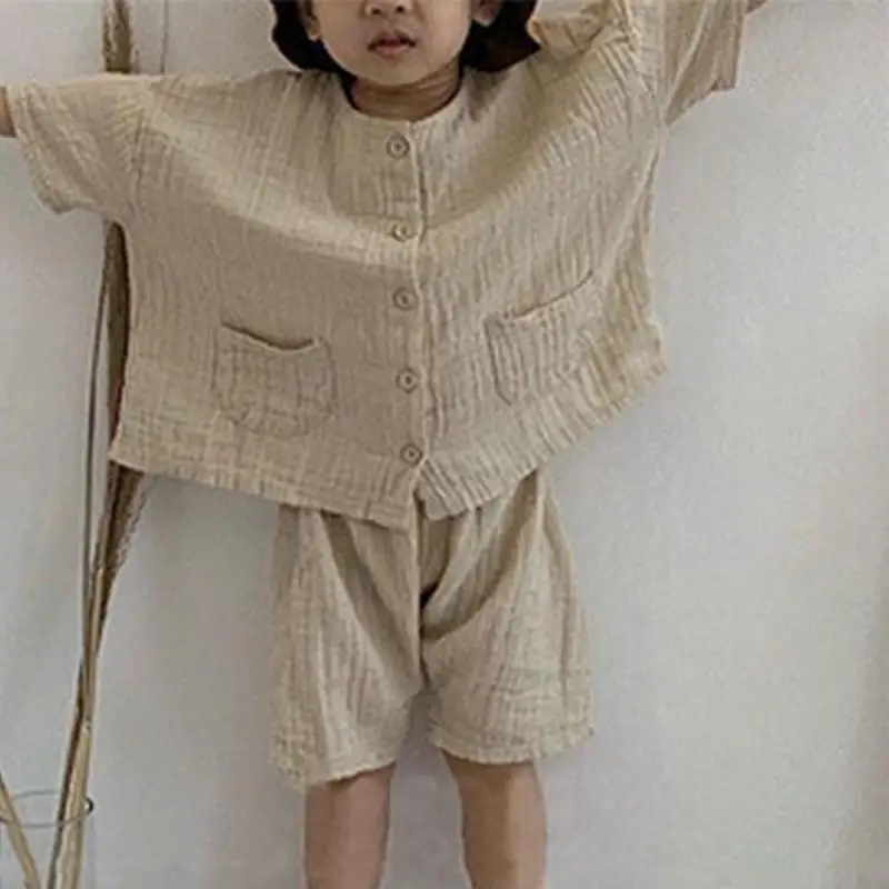 2025 Summer New Baby Short Sleeve Casual Clothes Set Kids Boy Girl Cotton Linen Tops + Shorts 2pcs Suit Toddler Outfits
2025 Summer New Baby Short Sleeve Casual Clothes Set Kids Boy Girl Cotton Linen Tops + Shorts 2pcs Suit Toddler Outfits