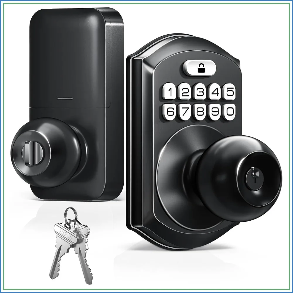 Keyless Entry Keypad Door Lock with Handle, Electronic Digital Smart Lock for Front Door, Auto Lock, Passage Mode, Easy Install, Matte Black
Keyless Entry Keypad Door Lock with Handle, Electronic Digital Smart Lock for Front Door, Auto Lock, Passage Mode, Easy Install, Matte Black