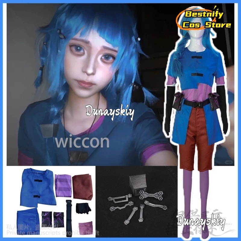 Anime Game LOL Arcane Powder Cosplay Jinx Junior Childhood Costume Uniform Coat Pants Blue Wigs Headwear For Girls Customized
Anime Game LOL Arcane Powder Cosplay Jinx Junior Childhood Costume Uniform Coat Pants Blue Wigs Headwear For Girls Customized