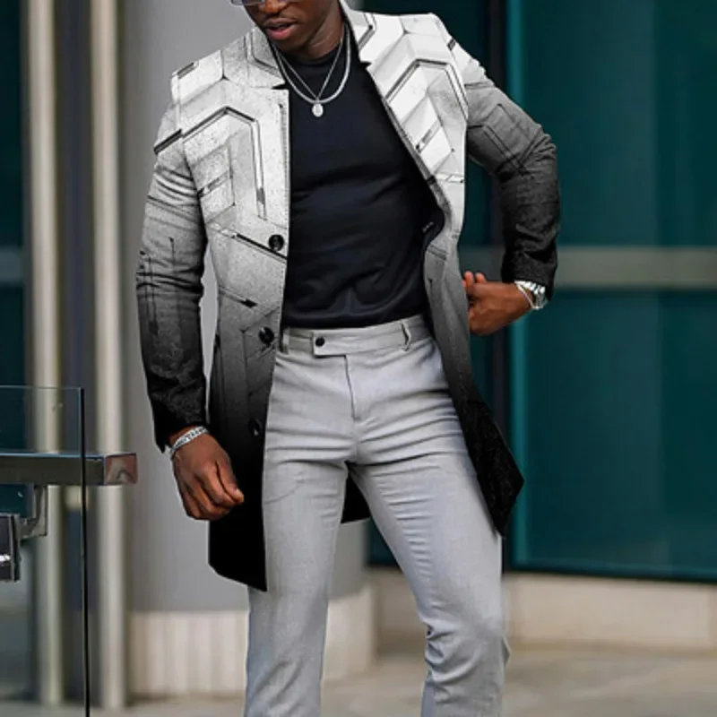 Men Autumn Single-breasted Wool Jacket Casual Gradient Print Patchwork Outerwear & Coat Winter Stand Collar Long Sleeve Male Top
Men Autumn Single-breasted Wool Jacket Casual Gradient Print Patchwork Outerwear & Coat Winter Stand Collar Long Sleeve Male Top