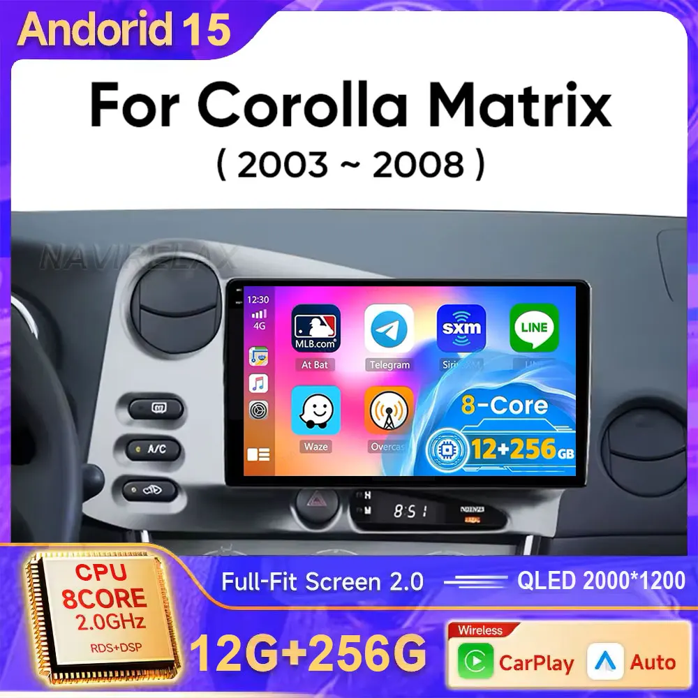 Android 15 CarFor Toyota Matrix E130 2003 - 2008 Multimedia Stereo Video Radio Player Carplay Auto GPS NAVI 4G WIFI QLED DSP BT
Android 15 CarFor Toyota Matrix E130 2003 - 2008 Multimedia Stereo Video Radio Player Carplay Auto GPS NAVI 4G WIFI QLED DSP BT