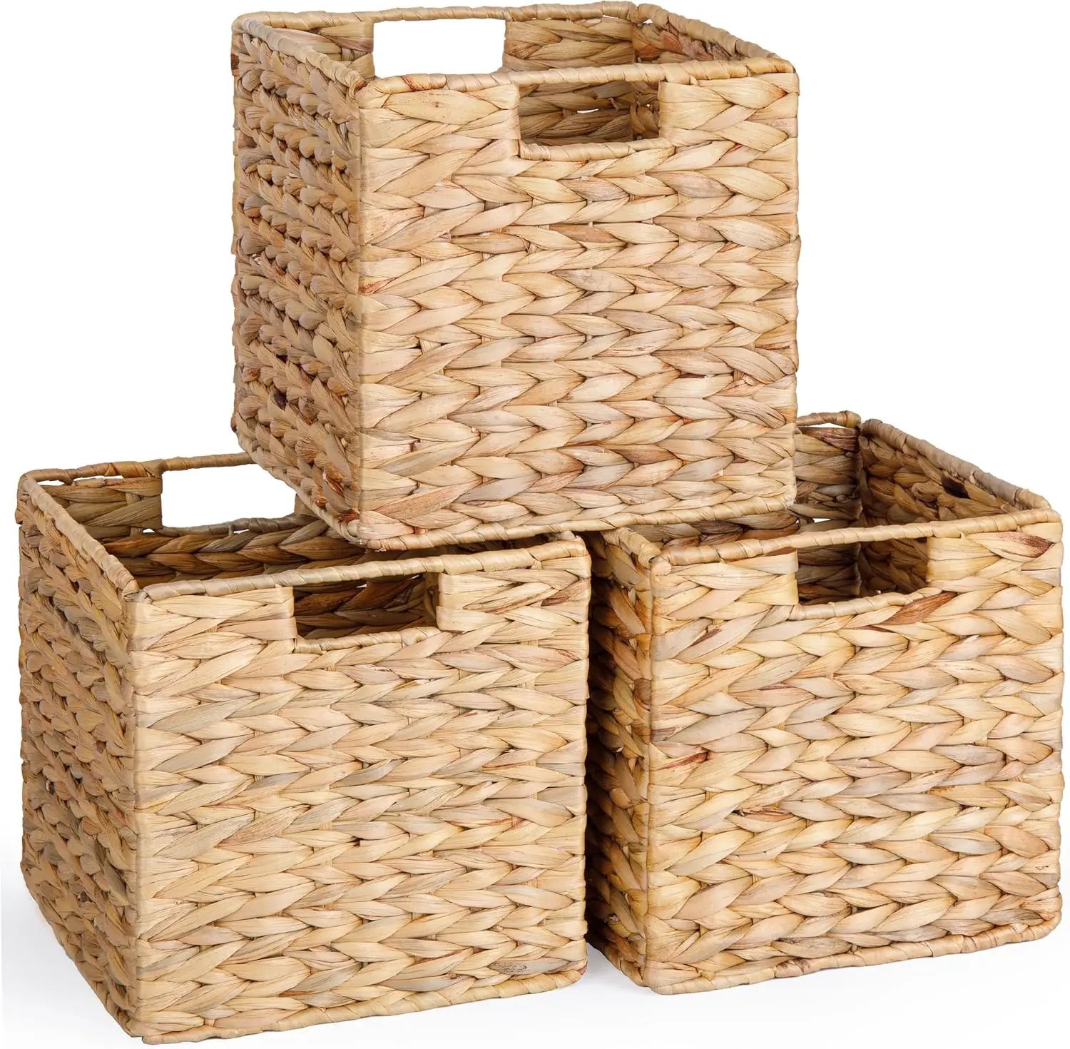 Collapsible Water Hyacinth Storage Baskets, Set of 3 Square Wicker Cube Bins for Home Organization
Collapsible Water Hyacinth Storage Baskets, Set of 3 Square Wicker Cube Bins for Home Organization