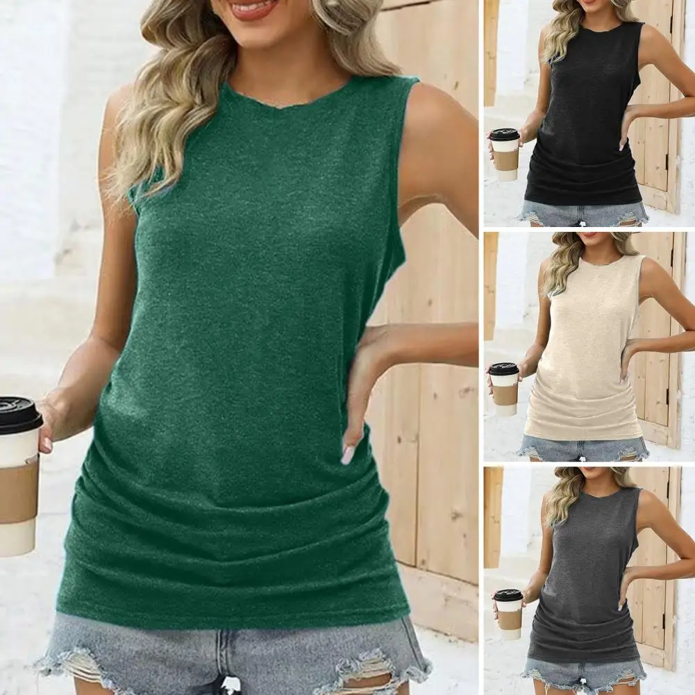 Breathable Women Vest Stylish Women's Summer Tank Tops O-neck Sleeveless Side Ruched Vest Crew Neck Loose Fit for Streetwear
Breathable Women Vest Stylish Women's Summer Tank Tops O-neck Sleeveless Side Ruched Vest Crew Neck Loose Fit for Streetwear