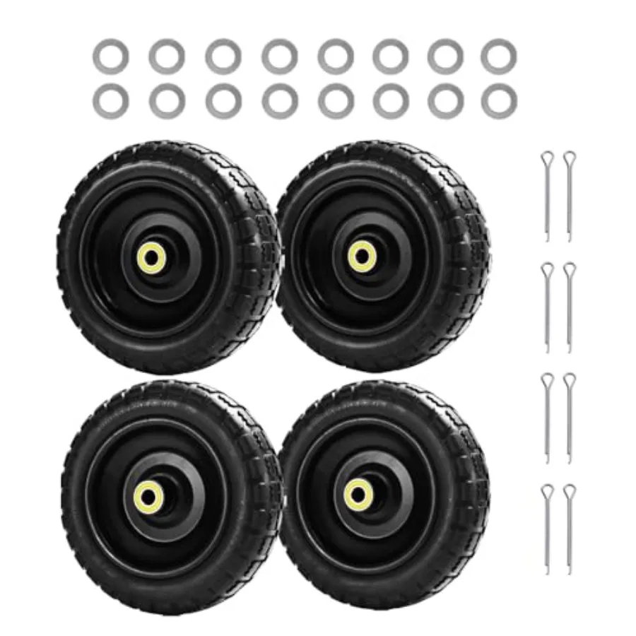 10" Flat Free Tires 4-Pack 4.10/3.50-4 Solid Rubber Wheels for Gorilla Carts Garden Wagons Wheelbarrows and Utility Carts - 5/8
10" Flat Free Tires 4-Pack 4.10/3.50-4 Solid Rubber Wheels for Gorilla Carts Garden Wagons Wheelbarrows and Utility Carts - 5/8