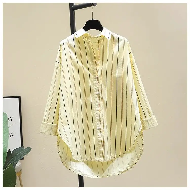 SuperAen Mid-length Striped Shirts for Women Spring and Summer New Korean Style Loose Casual Long Sleeves Single Breasted Shirts
SuperAen Mid-length Striped Shirts for Women Spring and Summer New Korean Style Loose Casual Long Sleeves Single Breasted Shirts